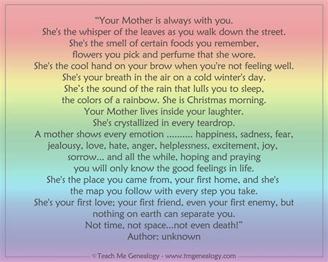 Your Mother Is Always With You Poem Teach Me Genealogy