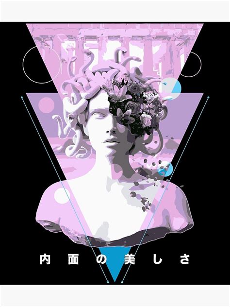 Vaporwave Medusa Statue Aesthetic Art Retro Japanese Otaku Poster For