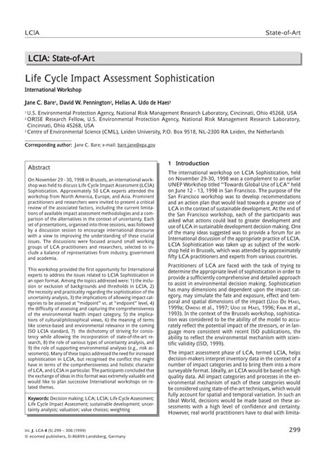 PDF Life Cycle Impact Assessment Sophistication
