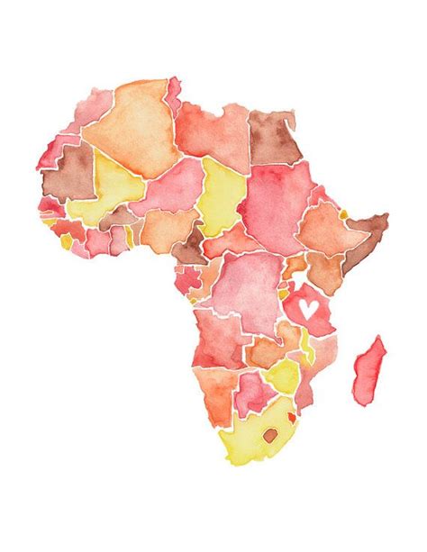 5x7 Or 85x11 Africa Love Watercolor Map Print Wedding T
