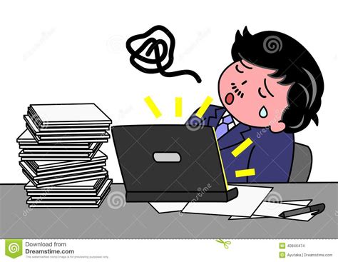 Tired Out Of Working Stock Vector Illustration Of Documents 40846474