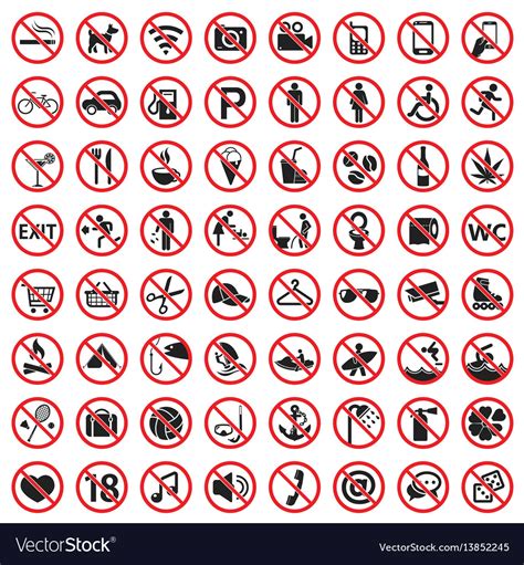Prohibition Signs Icon Set Royalty Free Vector Image