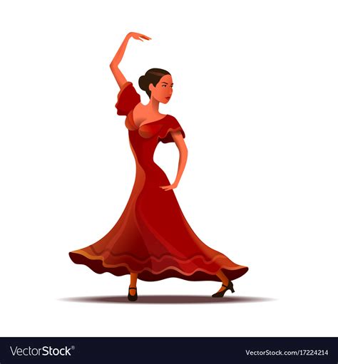 Girl In Red Dress Dancing Traditional Dance Vector Image