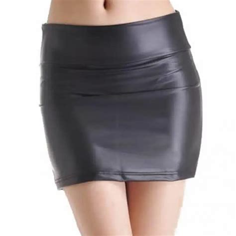 Sexy Nightclub Womens Slim Mini Pencil Skirt Tight Short Skirts Summer Work Wear Black Faux