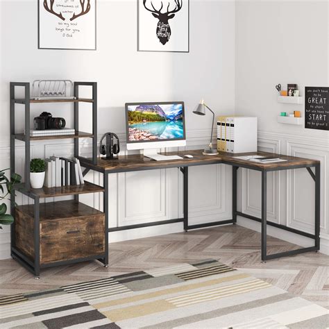 Buy Tribesigns L Shaped Computer Desk L Shaped Desk With Tier