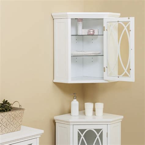 Elegant Home Fashions Florence Corner Medicine Cabinet In White Elg 638