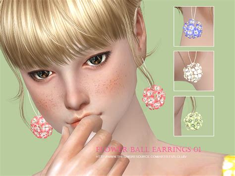 Flower Balls Earrings N01 By S Club Wm At Tsr Sims 4 Updates