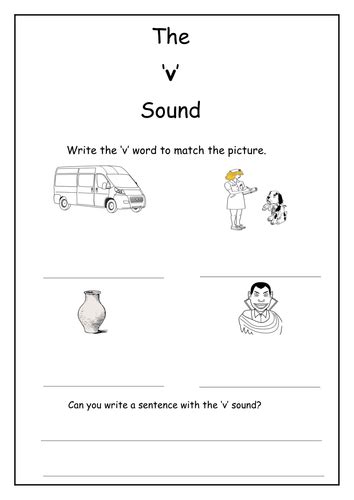 Phonics V Sound Worksheet Teaching Resources