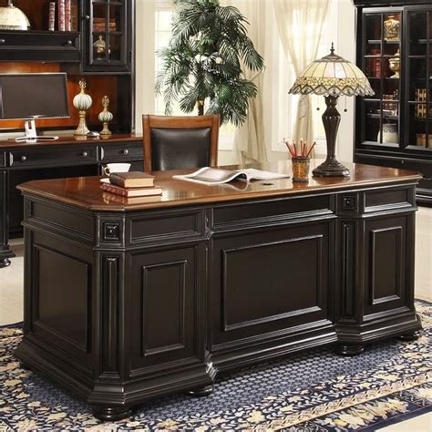 Riverside Furniture Allegro Executive Desk In Rubbed Black 44732
