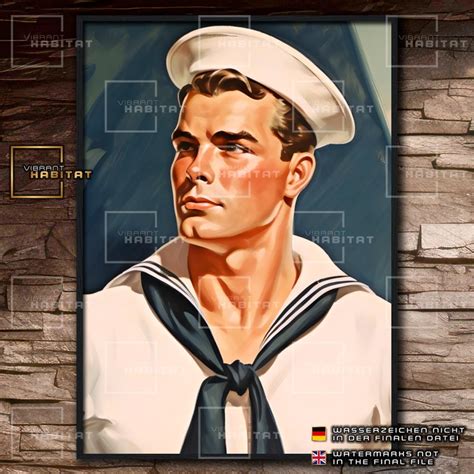 1940s Sailors Bundle Nautical Wall Art Vintage Nautical Art Retro Poster Sailor Art Print