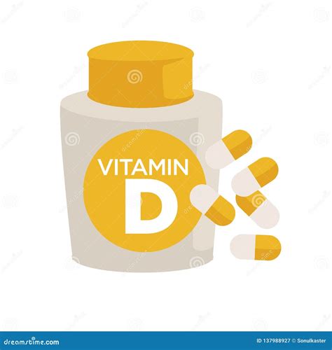 Vitamin D Bottle Healthy Food Supplements Or Pills Stock Vector