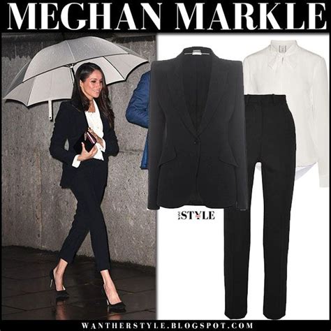 Meghan Markle In Black Suit Jacket White Shirt And Black Cropped Pants Black Cropped Pants