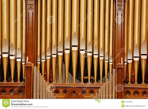 Golden Pipe Organ In Church Stock Photo 13982010