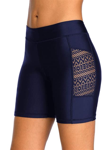 Women S Hollow Out Long Swim Shorts High Waisted Solid Swim Capri Pants Walmart Canada