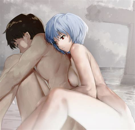 Ayanami Rei And Ikari Shinji Neon Genesis Evangelion Drawn By Jinsai