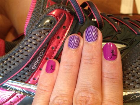 Runner Girl Nail Shield Paired With Purple Herringbone
