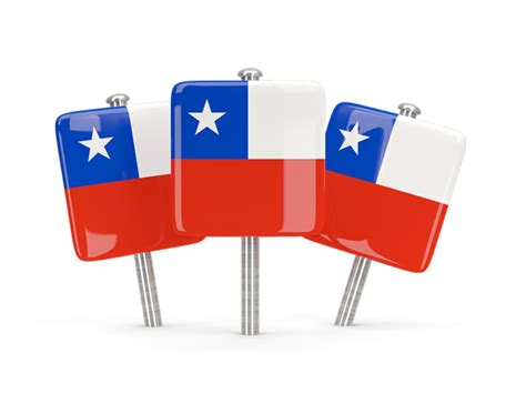 Three Square Pins Illustration Of Flag Of Chile
