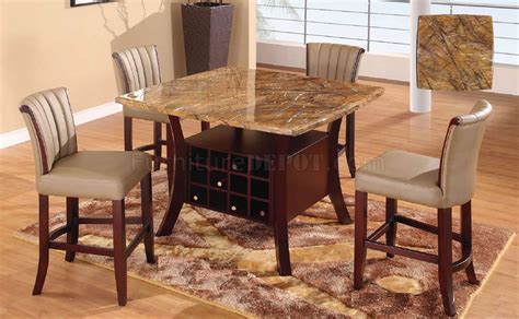 Boraam anders faux marble 5 piece dining set. Cherry Wooden Modern Bar Table W/Mixed Beige Faux Marble Top