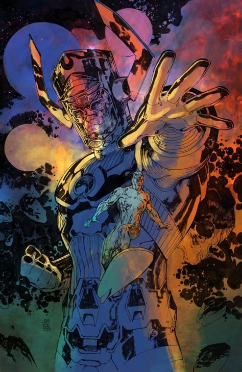 Galactus And Silver Surfer Digital Colors Over Jim Lee In M Ls Space