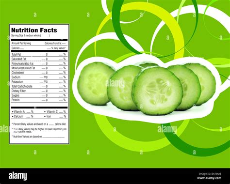 Cucumber Nutrition Facts Stock Photo Alamy