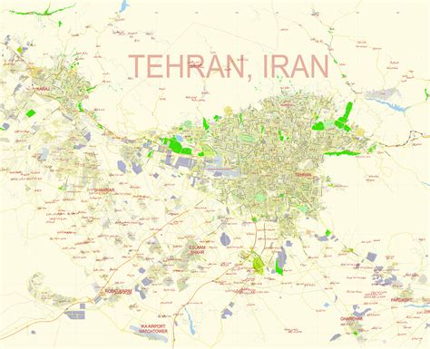 Tehran Iran Editable Layered Pdf Vector Map Map