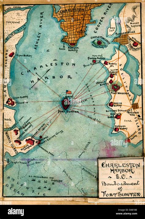 Map Charleston Harbor South Carolina Bombardment Of Fort Sumter 1861