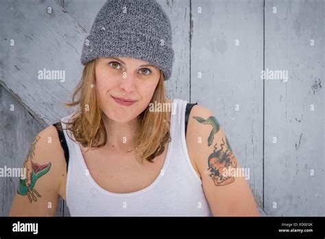 Woman With Tattoos Stock Photo Alamy