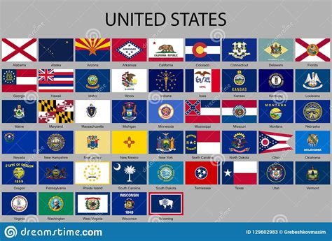 All Flags Of The United States Of America Stock