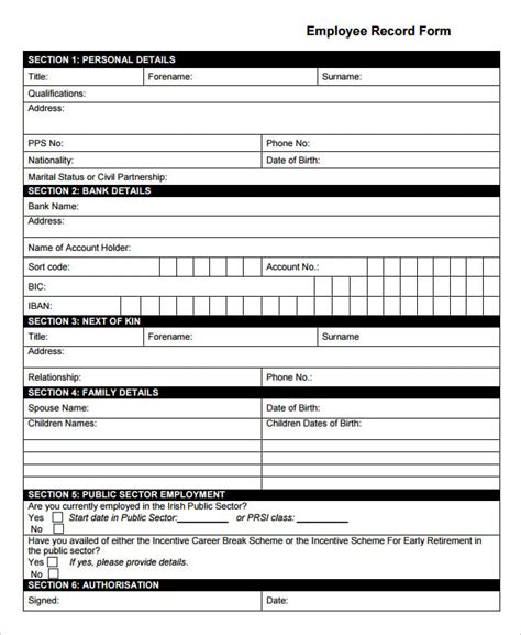 Employee Record Templates 30 Free Word Pdf Documents Download Free