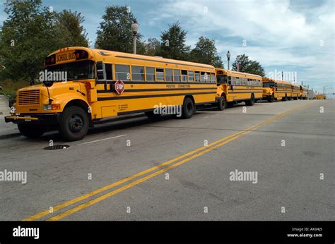 School Bus Line Stock Photo Alamy