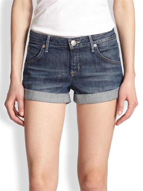 Lyst Hudson Jeans Hampton Cuffed Denim Shorts In Blue