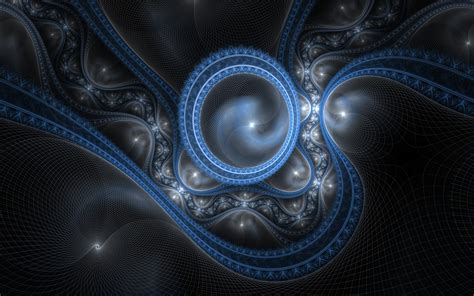 digital art minimalism abstract fractal blue circle