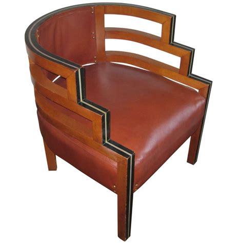 1930s Wood And Leather Upholstered Chair Art Deco Chair Deco Chairs