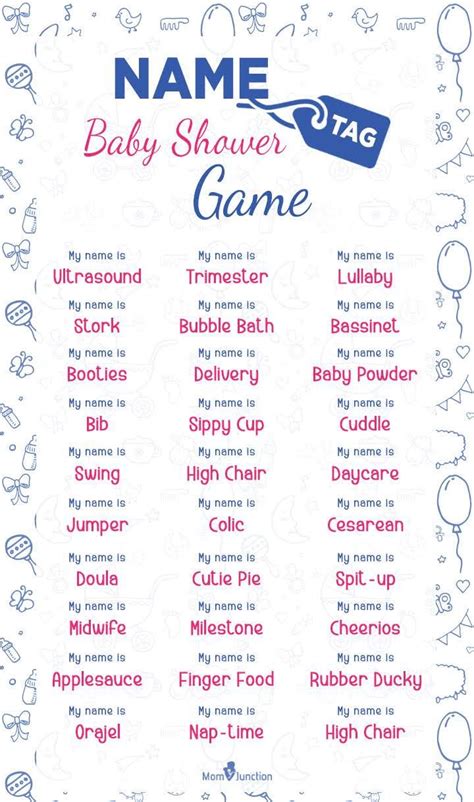 Looks like a chalkboard finish when printed. Name Tag Baby Shower Game | Baby shower funny, Funny baby shower games, Modern baby shower games