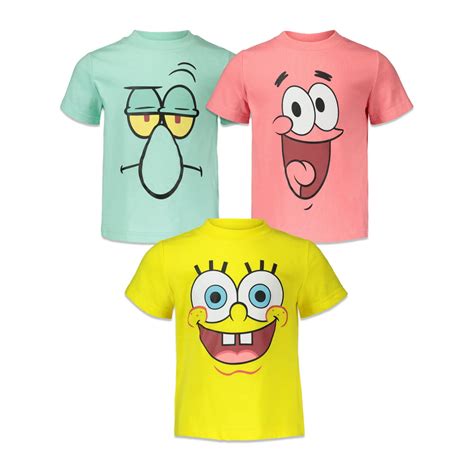 Nickelodeon Spongebob Squarepants Toddler Boys 3 Pack Short Sleeve T
