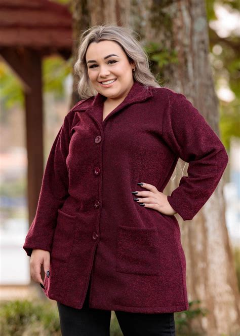 Casaco Plus Size Femino Bucle Estilo Pr Prio Plus Size