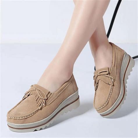 2018 New Spring Fall Platform Shoes Women Suede Genuine Leather Shoes