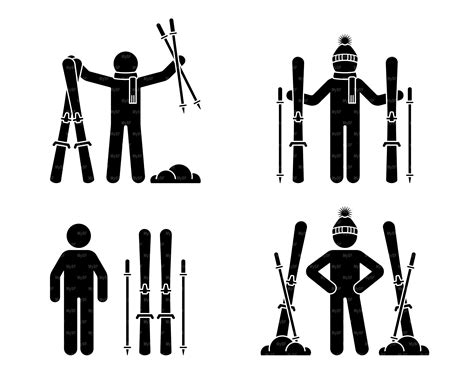 Ski Skiing Skier Man Winter Sports Snow Stick Figure Man Etsy