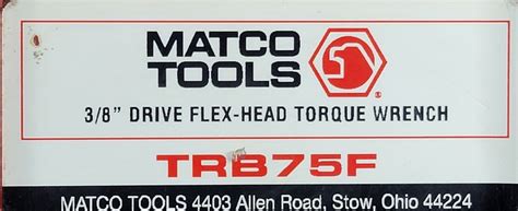 Matco Tools Trb75f 38 Drive 5 75 Foot Pound Torque Wrench Flex Head