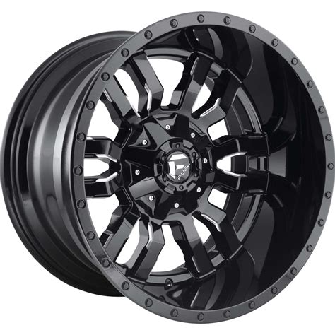 Fuel Sledge Gloss Black With Milled Spoke Edge Accents 20x12 44mm With