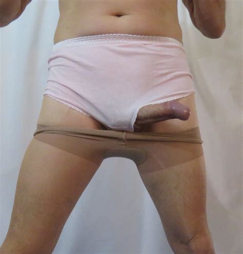 Cock In Pink Cotton Granny Panties Tan Tights Pantyhose Pics