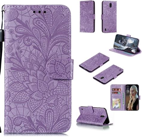Phone Covers For Nokia C1 Lace Flower Horizontal Flip Leather Case With