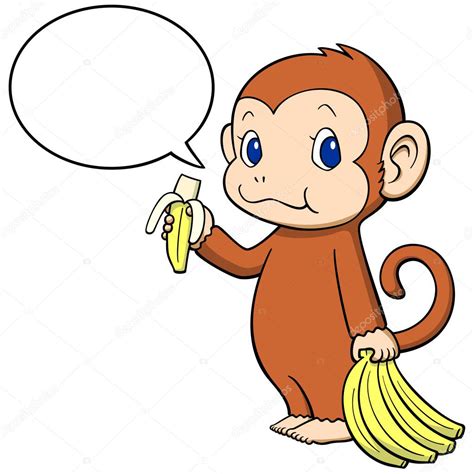El Mono Feliz Comiendo Un Plátano — Vector De Stock © Jikinaargo 6883138