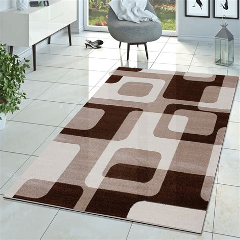 Dieser teppich im berberlook wirkt modern und zeitlos zugleich. Wohnzimmer Teppich Modern Braun Beige Creme Retro Muster ...