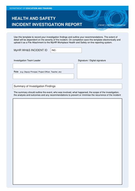 Hse Health Safety Incident Investigation Report Templates At