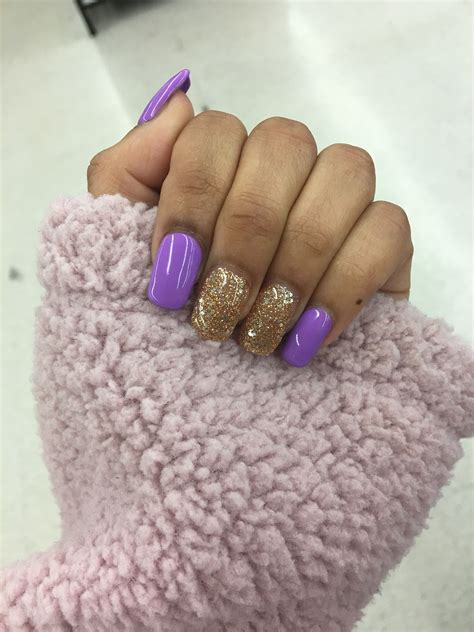 Acrylic purple and gold nails | Purple acrylic nails, Gold acrylic nails, White acrylic nails