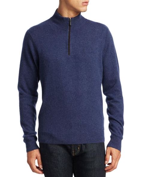 Lyst Saks Fifth Avenue Collection High Neck Cashmere Sweater In Blue