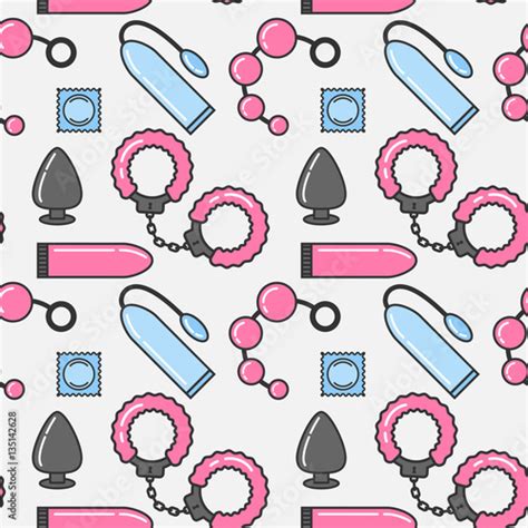 Vector Seamless Pattern Of Sex Toys In The Linear Flat Style Fichier