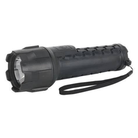 Led051 Sealey Rubber Waterproof Torch 3w Cree Led 2 X D Cell Torches