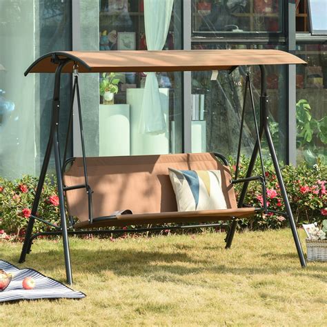 Mainstays Person Canopy Steel Porch Swing Tan Ph